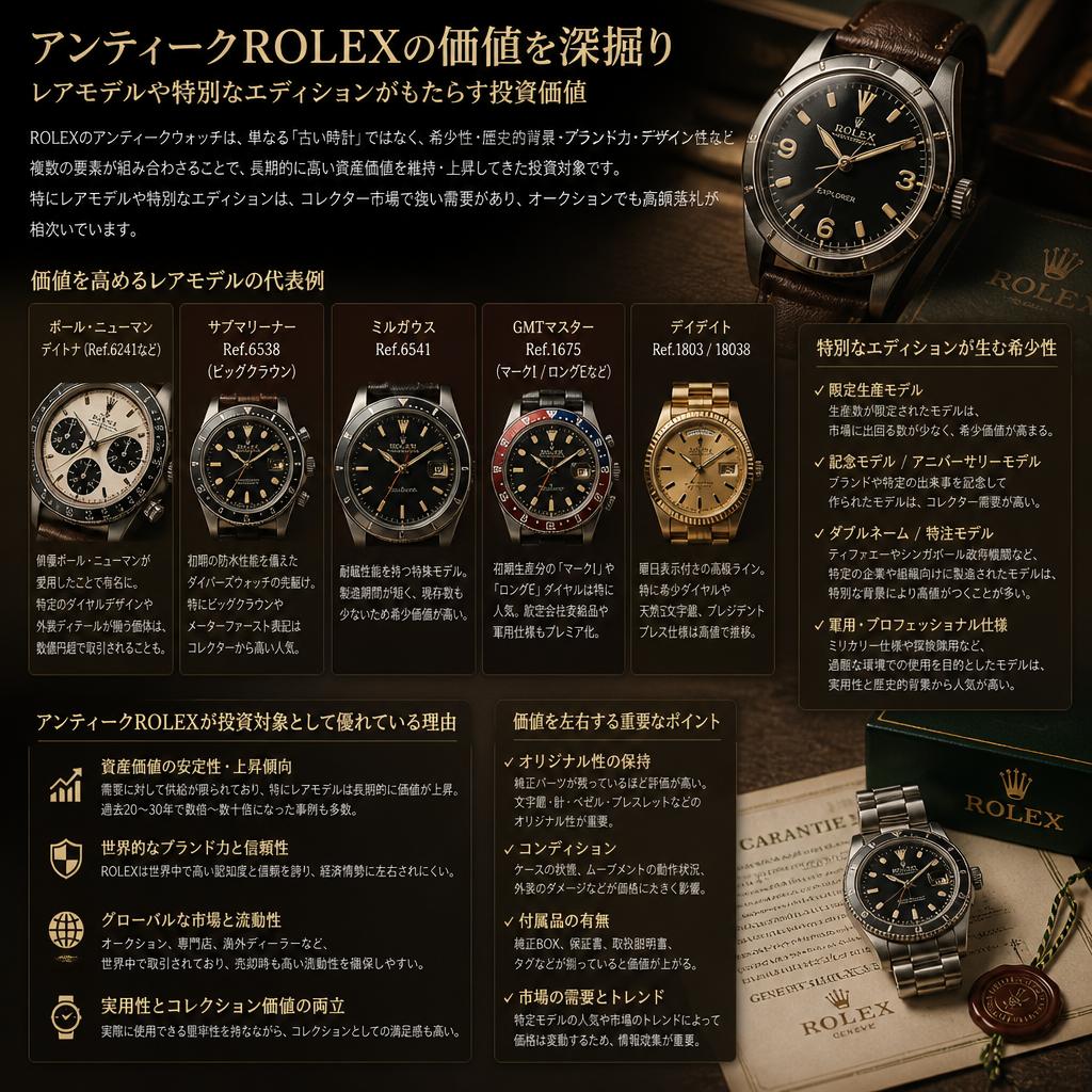 ROLEXのアンティーク時計の価値
