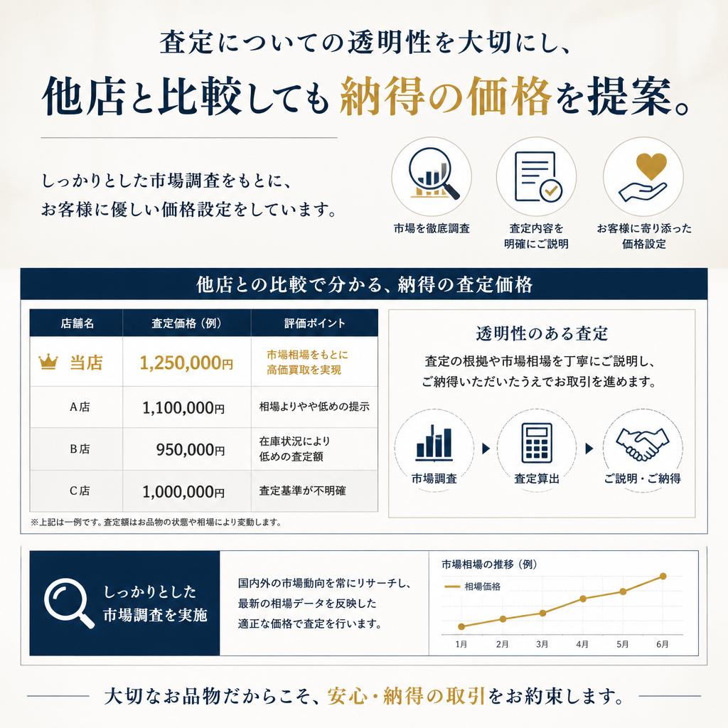 他店と比べてみてください！買取価格の透明性